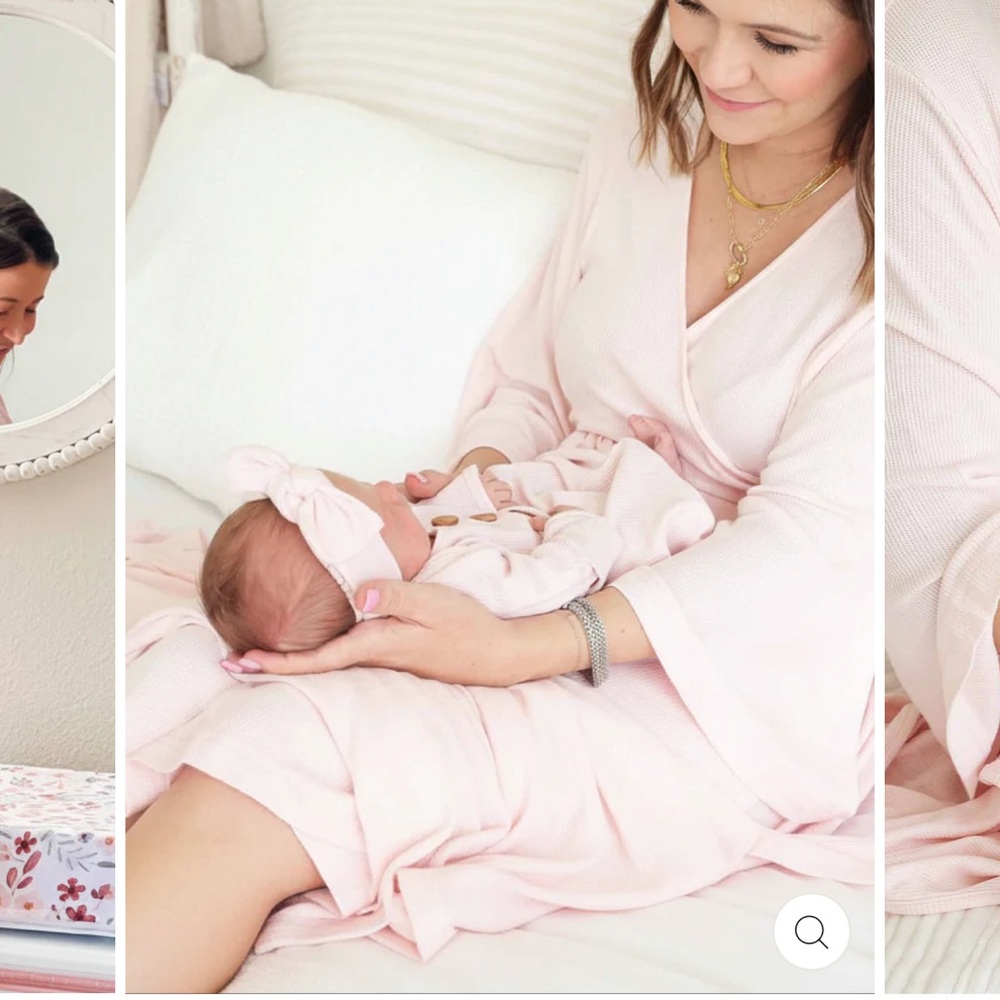 Caden Lane Bamboo Knit Maternity Robe Pearl Pink